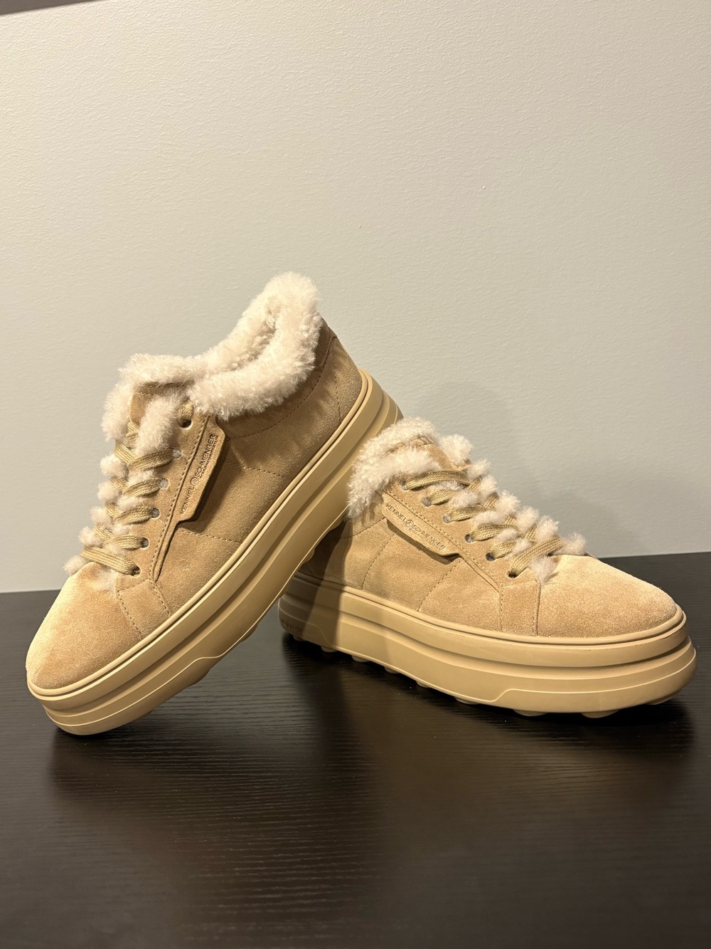 NWOT Kennel & Schmenger Suede Shearling Lined Platform Sneakers